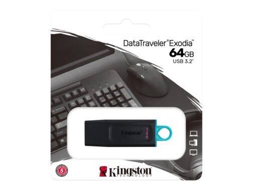 Kingston DataTraveler Exodia 64GB USB 3.2 Gen 1 Sort Blå EAN 740617309829