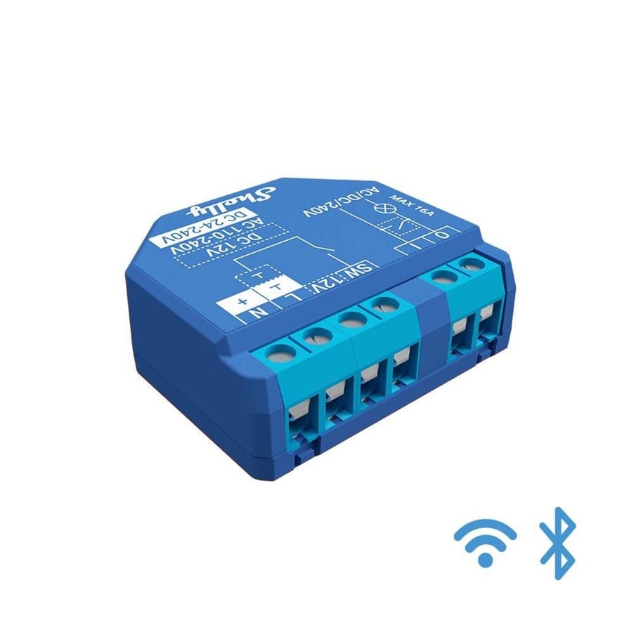 Shelly Plus 1 WiFI relæ med potentialfrit kontaktsæt (12-48VDC/230VAC) EAN 3800235265000